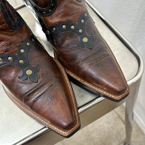 ARIAT ROGUE SKIPPY Brown Western Ostrich Cowboy Snip Toe Boot Size 9M Leather - Picture 3 of 15